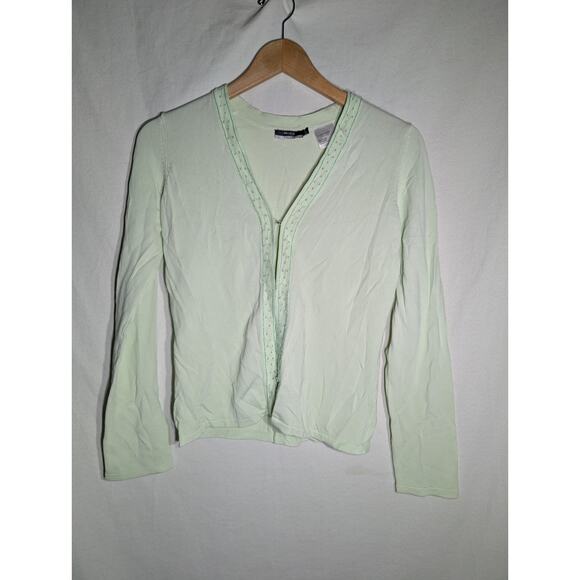 Franco Valeri Vintage womens Light Green Beaded Long Sleeve top Sz Small 90s Y2K - Picture 1 of 5